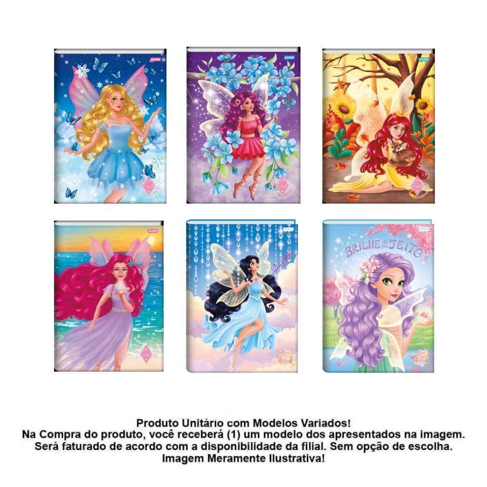Caderno Universitário Brochura Conto de Fadas 80 Folhas Jandaia - Sortido 