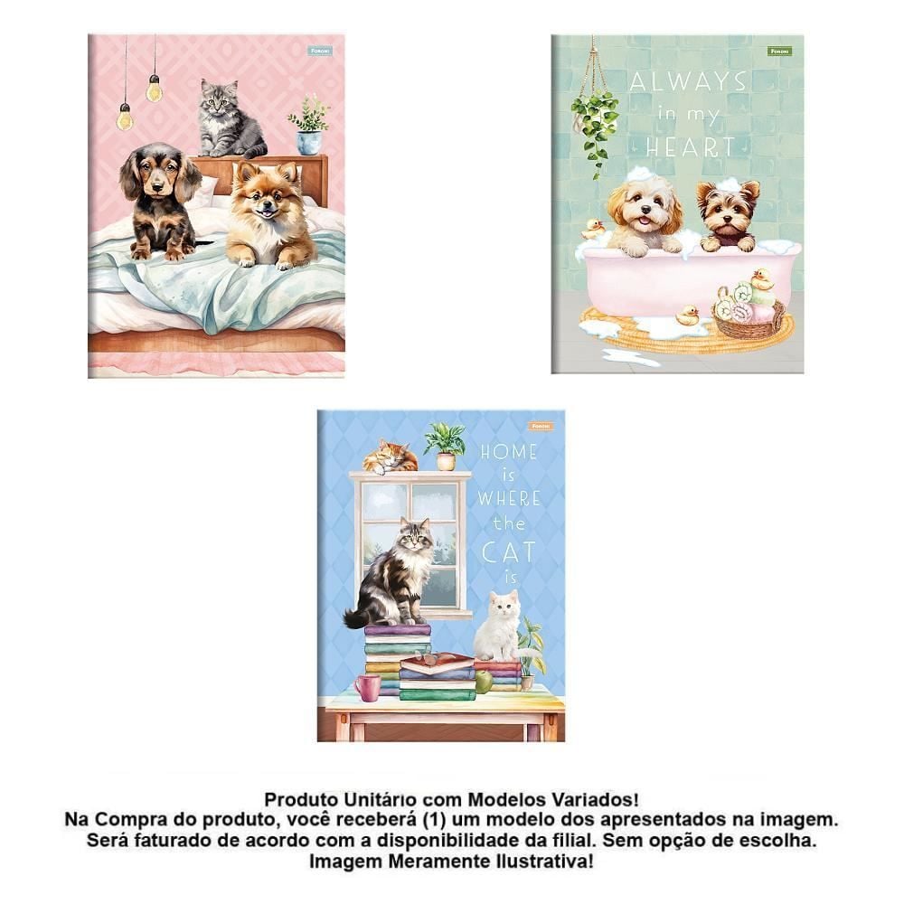 Caderno Universitário Brochura Furfriends 80 Folhas Foroni - Sortido