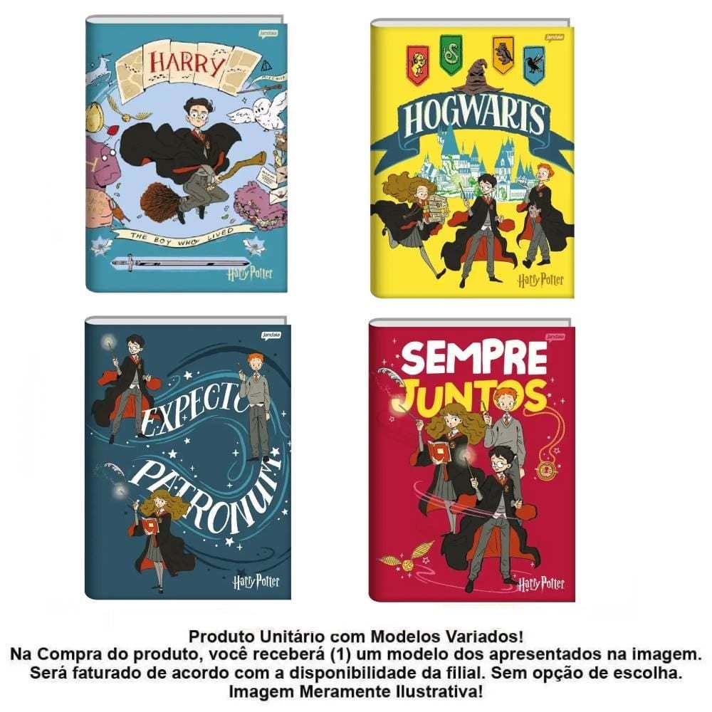 Caderno Universitário Brochura Harry Potter 96 Folhas Jandaia - Sortido