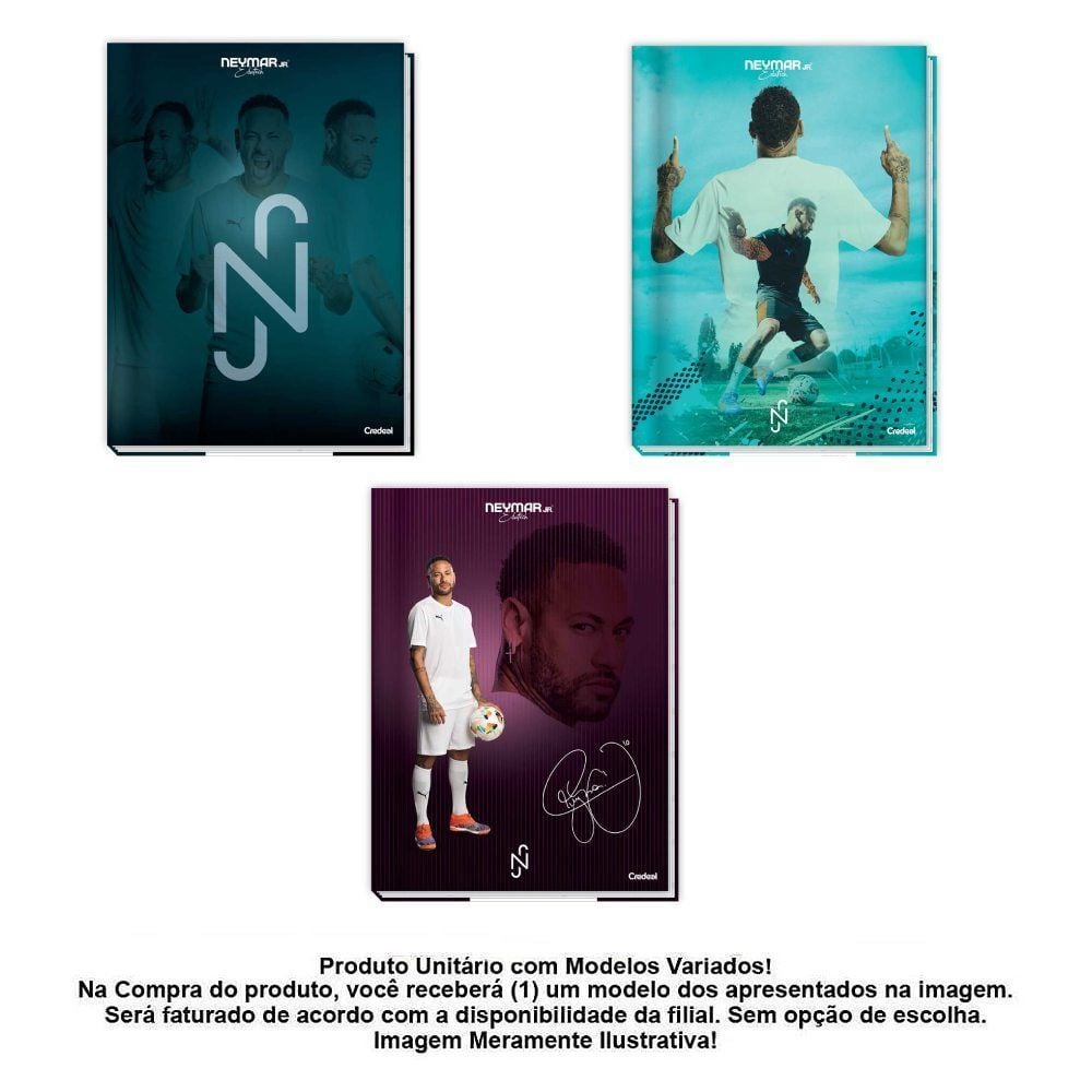 Caderno Universitário Brochura Neymar Jr 80 Folhas Credeal - Sortido