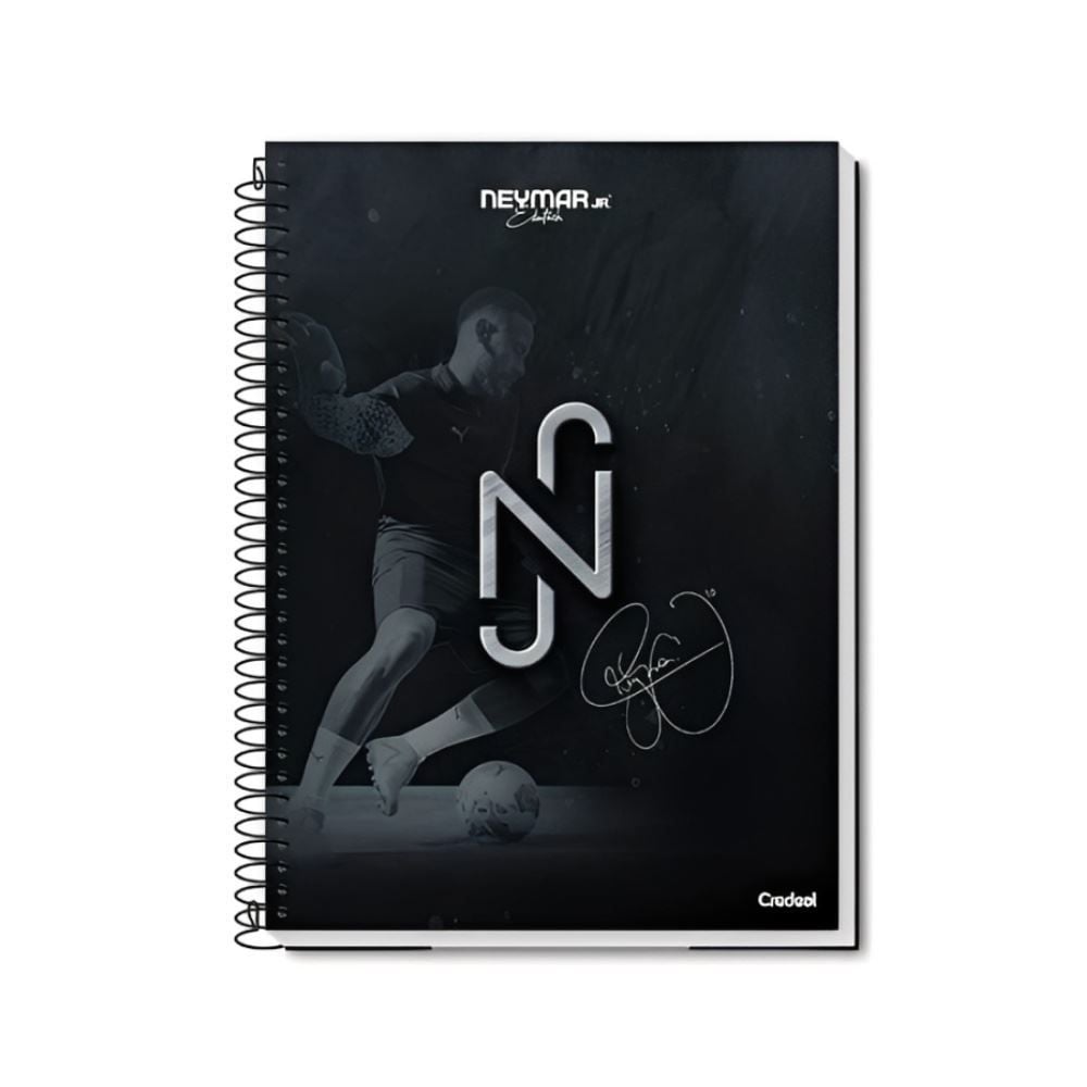 Caderno Universitário Capa Dura Espiral Neymar Jr 80 Folhas Credeal - Sortido