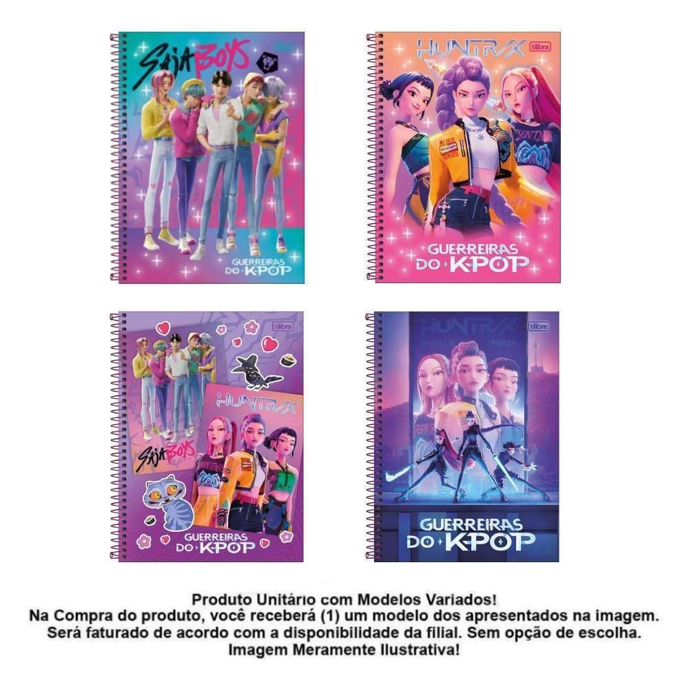 Caderno Universitário Capa Dura Guerreiras do K-Pop 160 Folhas Tilibra - Sortido