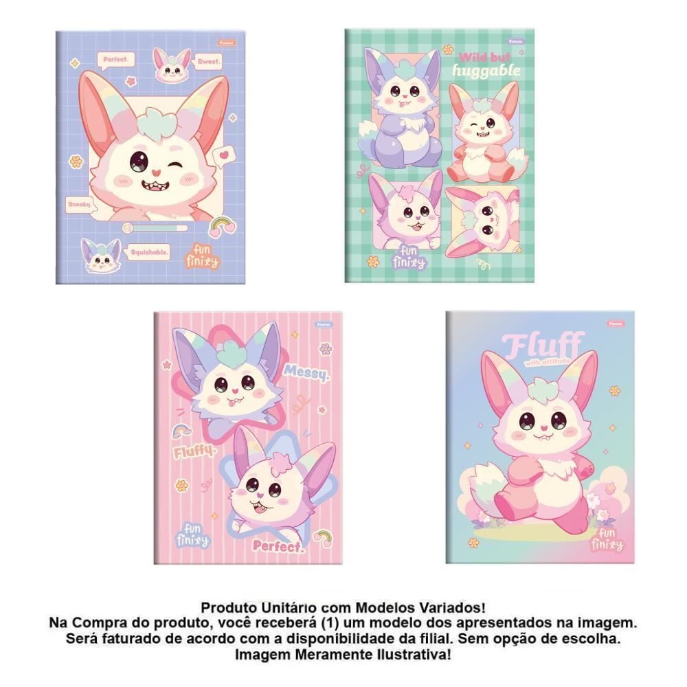 Caderno Universitário Costurado Funfinity 80 Folhas Foroni - Sortido