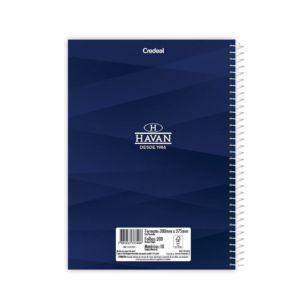 Caderno Universitário Espiral 10 Matérias 200 Folhas Credeal - Sortido