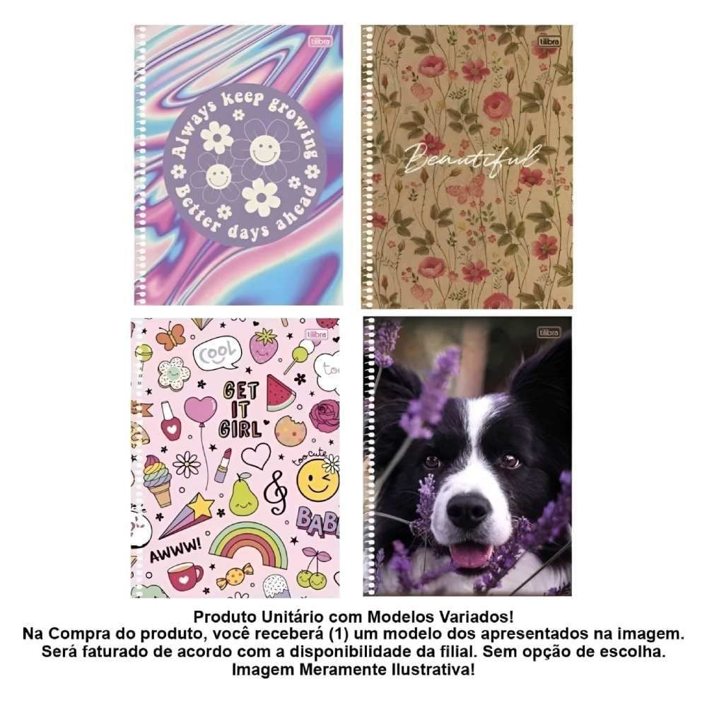 Caderno Universitário Espiral 10 Matérias 200 Folhas Tilibra - Sortido