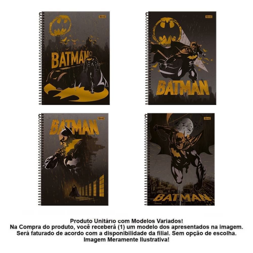 Caderno Universitário Espiral Batman 160 Folhas Foroni - Sortido 