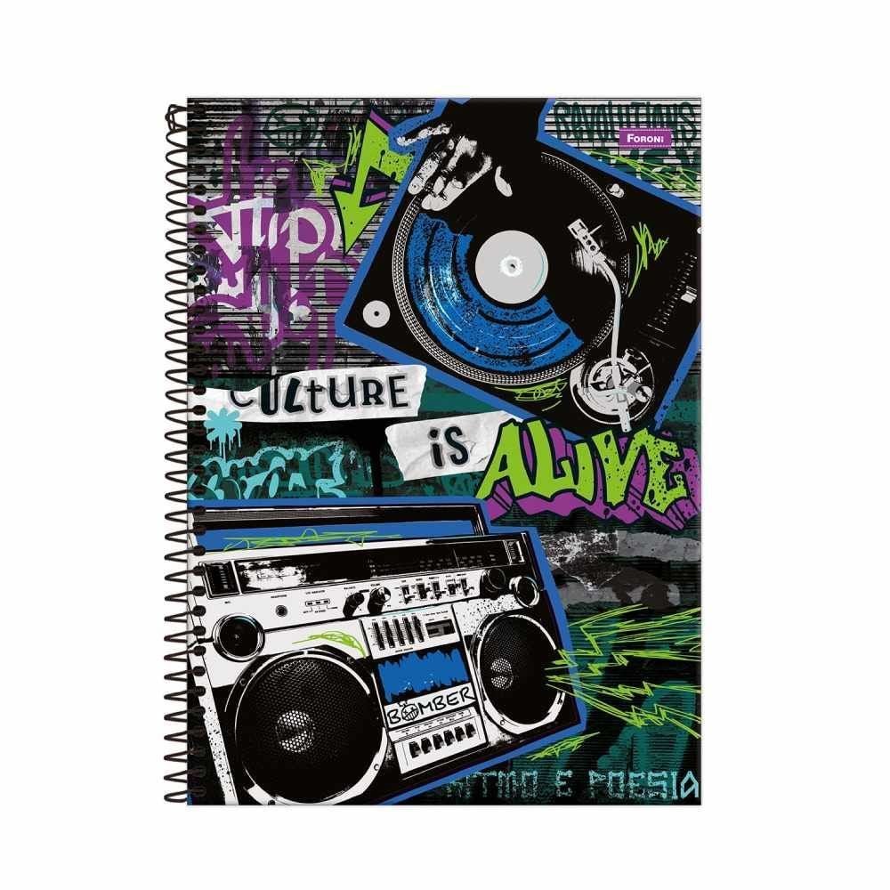 Caderno Universitário Espiral Bomber 160 Folhas Foroni - Sortido 