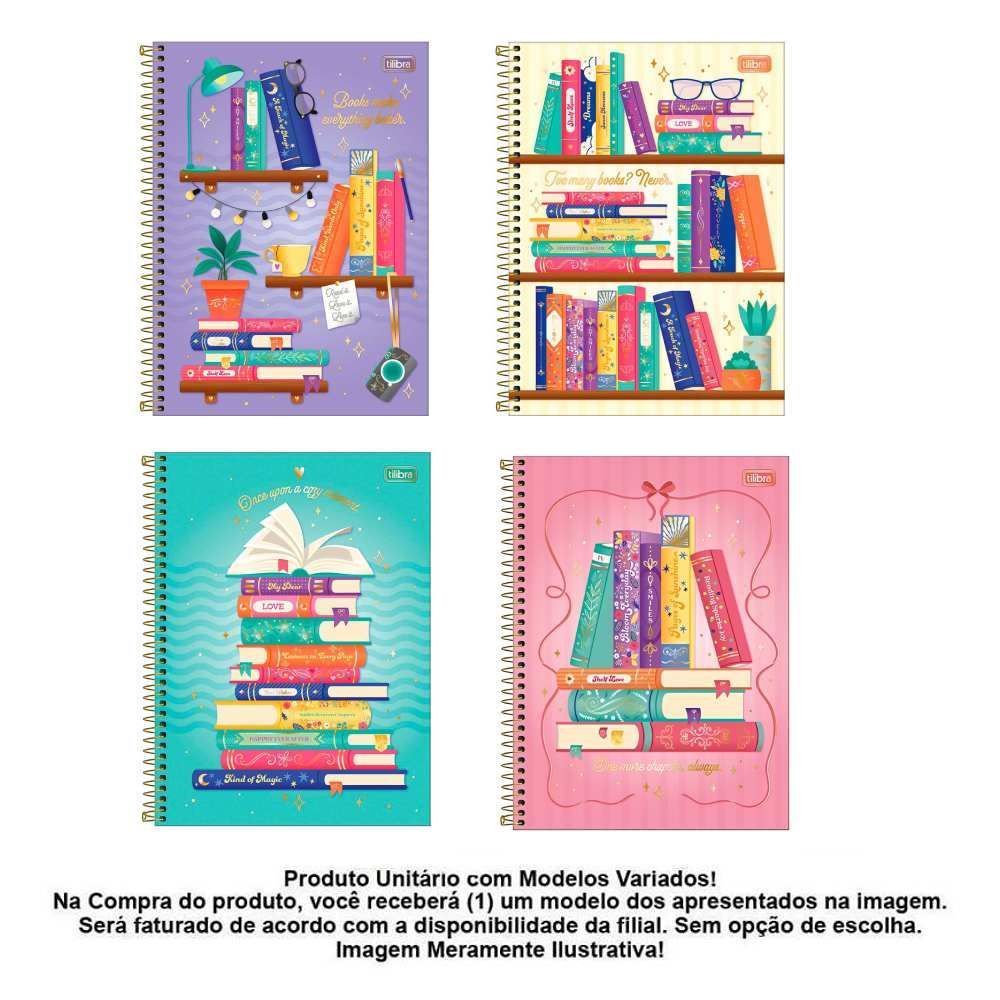 Caderno Universitário Espiral Bookland 160 Folhas Tilibra - Sortido