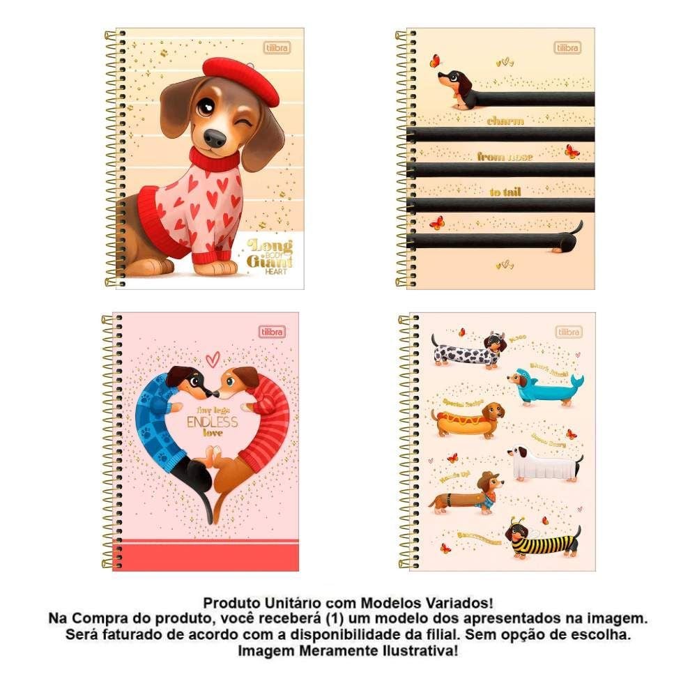 Caderno Universitário Espiral Capa Dura Brownie 80 Folhas Tilibra - Sortido