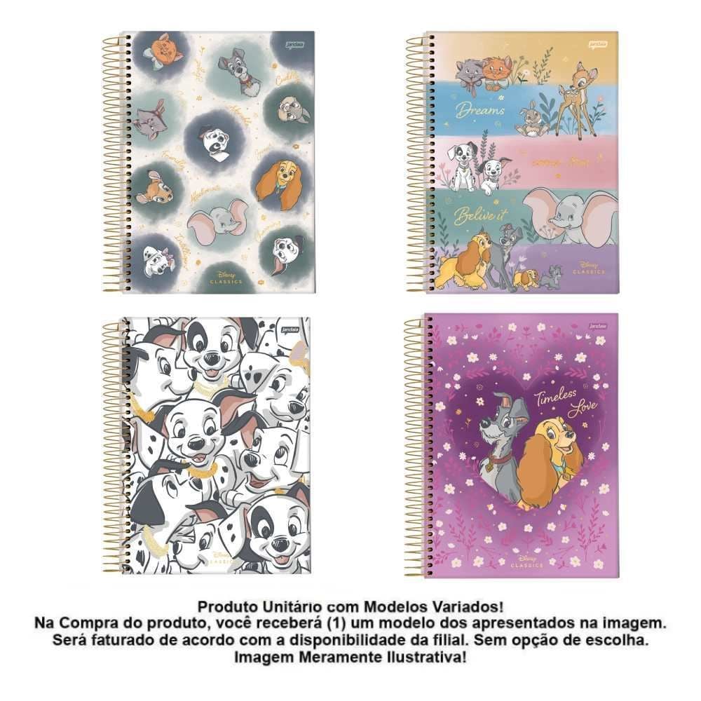 Caderno Universitário Espiral Clássicos Disney 80 Folhas Jandaia - Sortido
