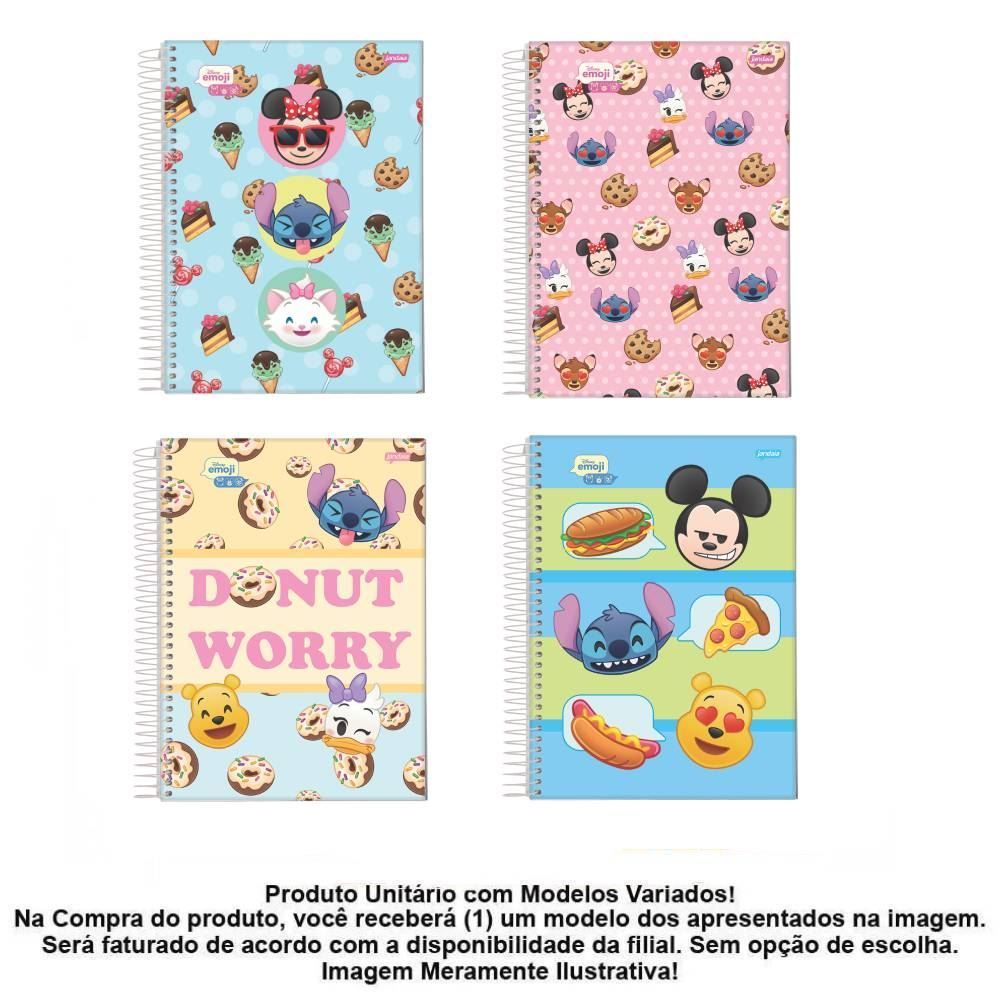Caderno Universitário Espiral Disney Emoji 80 Folhas Jandaia - Sortido