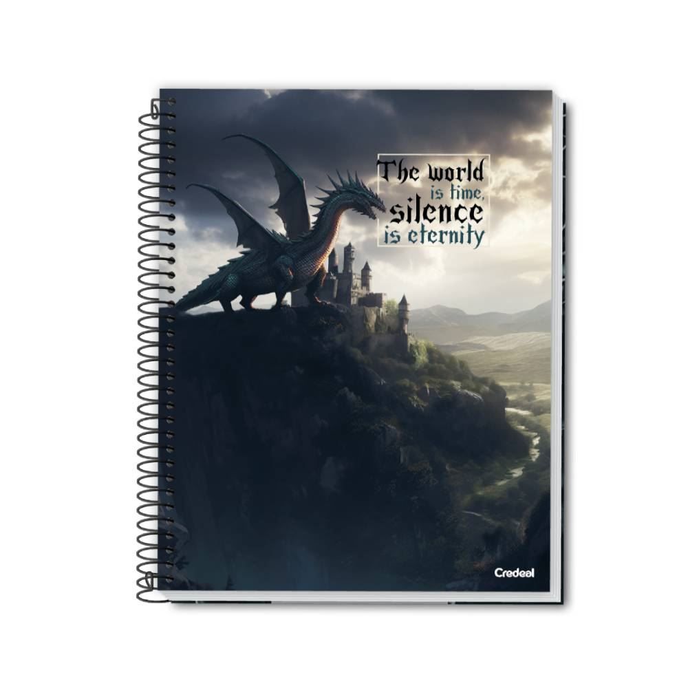 Caderno Universitário Espiral Dragões 160 Folhas Credeal - Sortido