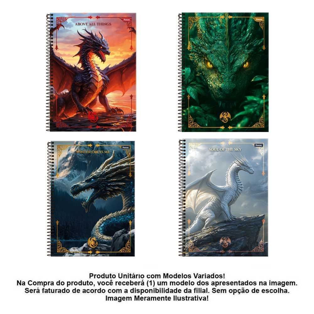 Caderno Universitário Espiral Drakos 80 Folhas Foroni - Sortido