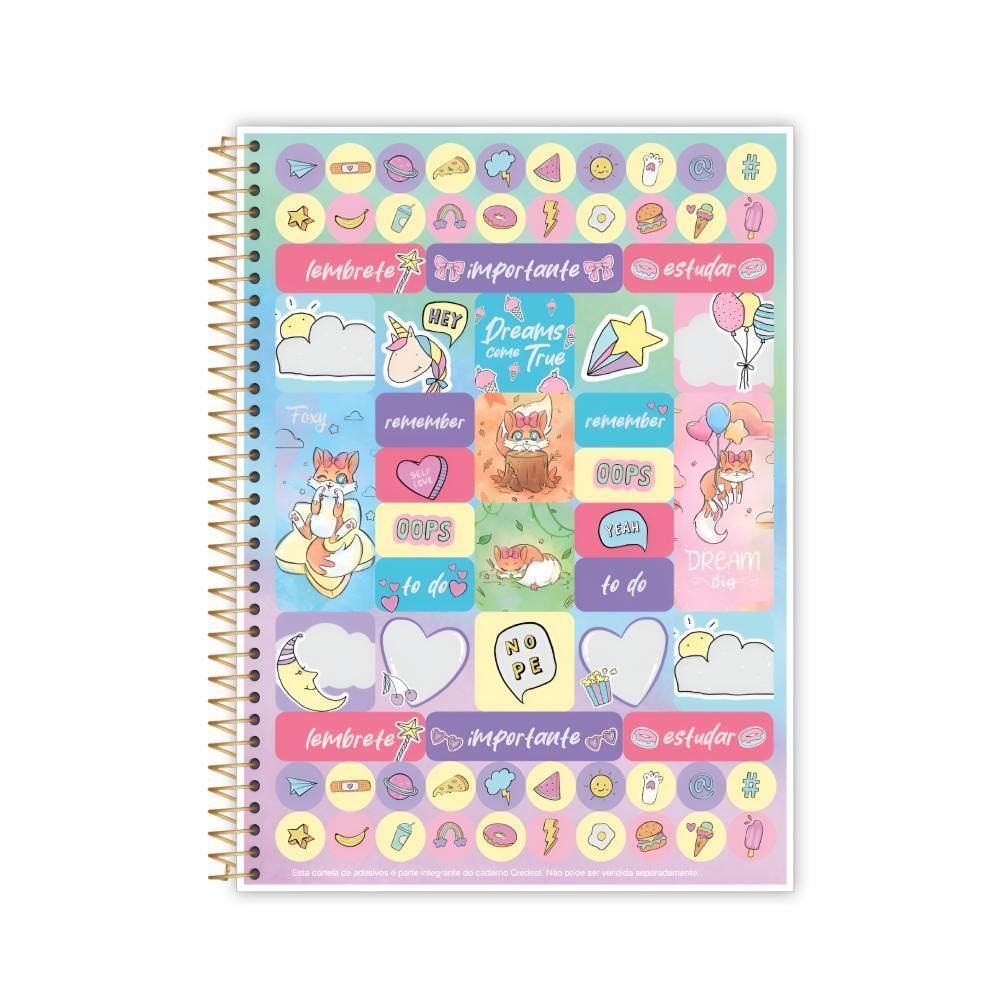 Caderno Universitário Espiral Foxy Teen 160 Folhas Credeal - Sortido 