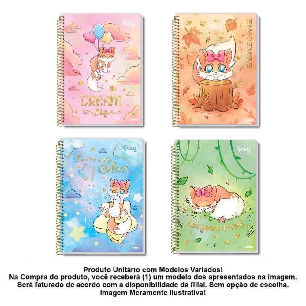Caderno Universitário Espiral Foxy Teen 160 Folhas Credeal - Sortido 