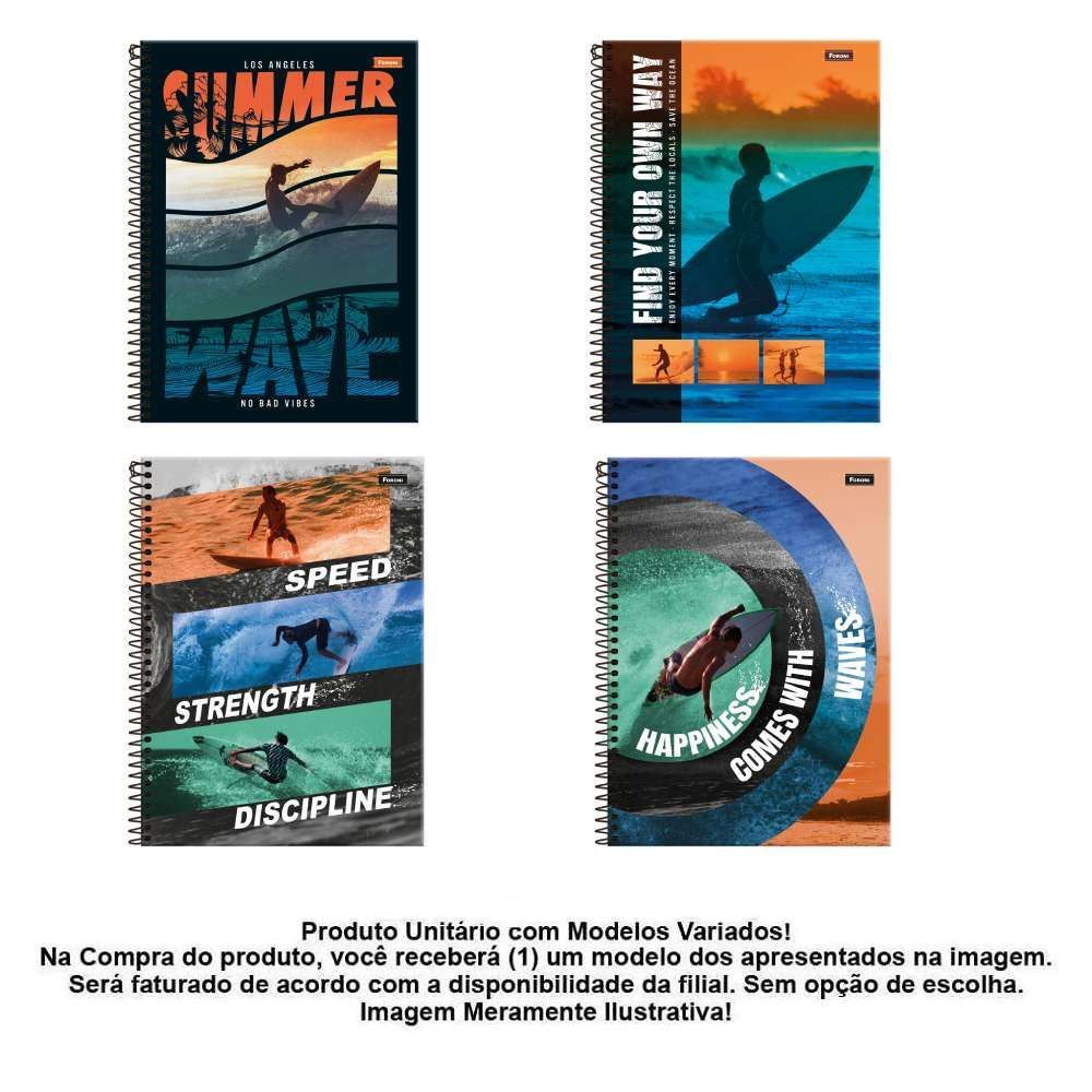 Caderno Universitário Espiral Freewave 240 Folhas Foroni - Sortido