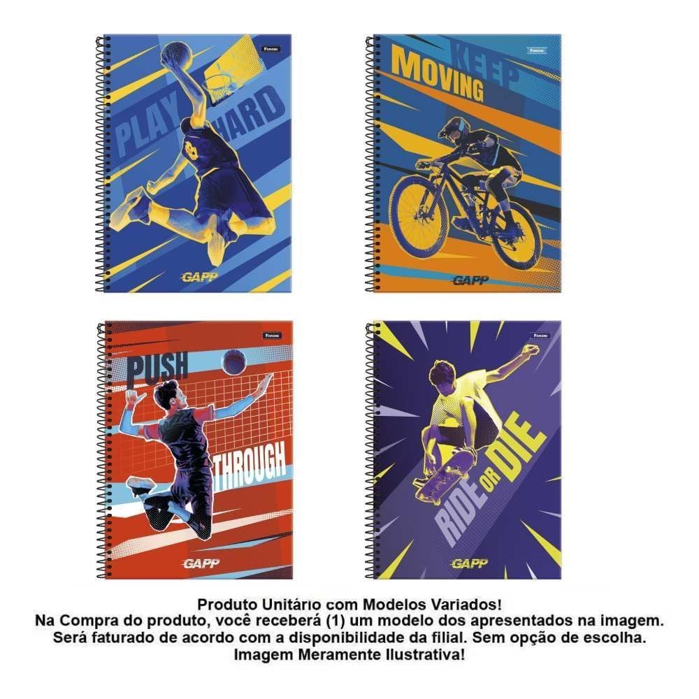 Caderno Universitário Espiral Gapp 240 Folhas Foroni - Sortido 