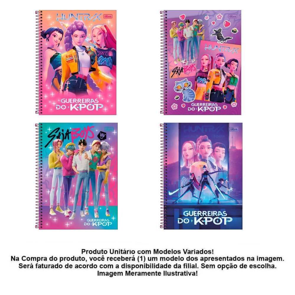 Caderno Universitário Espiral Guerreiras do K-Pop 80 Folhas Tilibra - Sortido