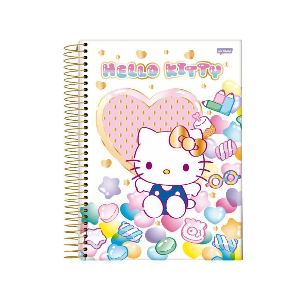 Caderno Universitário Espiral Hello Kitty 80 Folhas Jandaia - Sortido