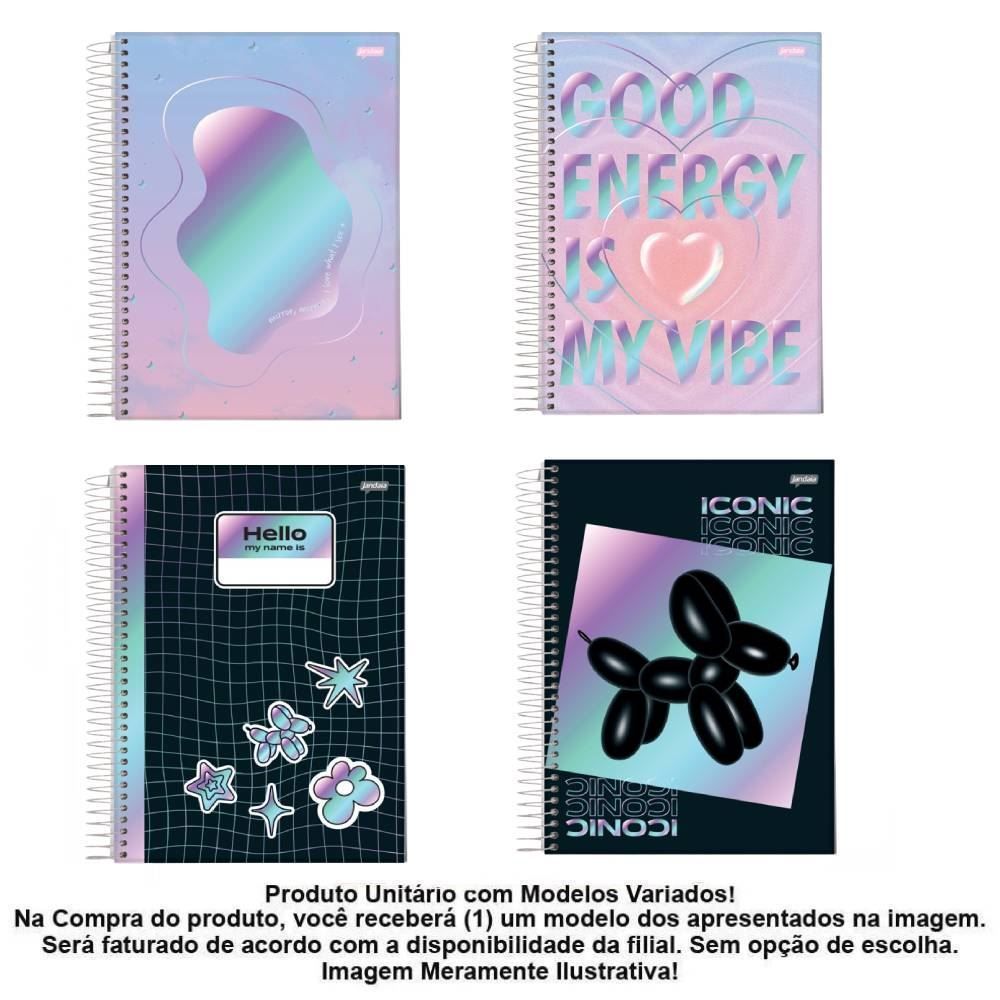 Caderno Universitário Espiral Holográfica 240 Folhas Jandaia - Sortido