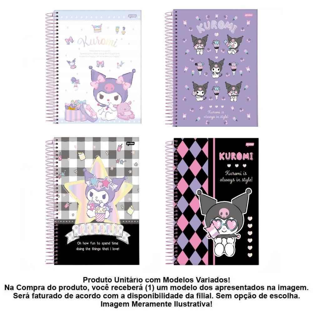 Caderno Universitário Espiral Kuromi 80 Folhas Jandaia - Sortido