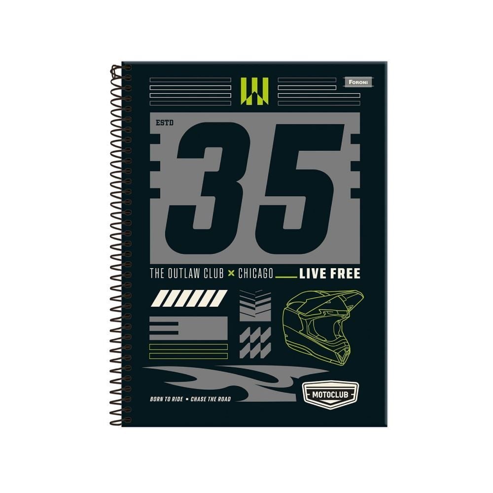 Caderno Universitário Espiral Motoclub 160 Folhas Foroni - Sortido
