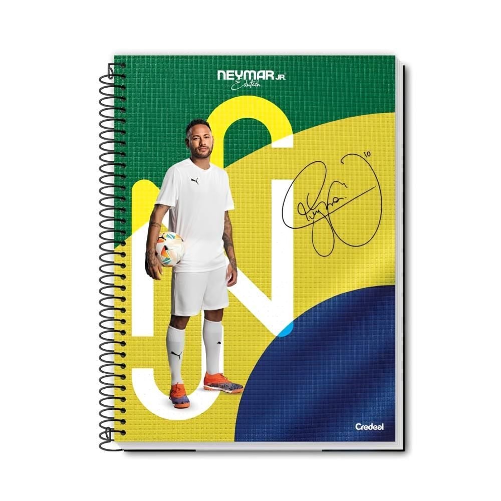 Caderno Universitário Espiral Neymar Jr 160 Folhas Credeal - Sortido