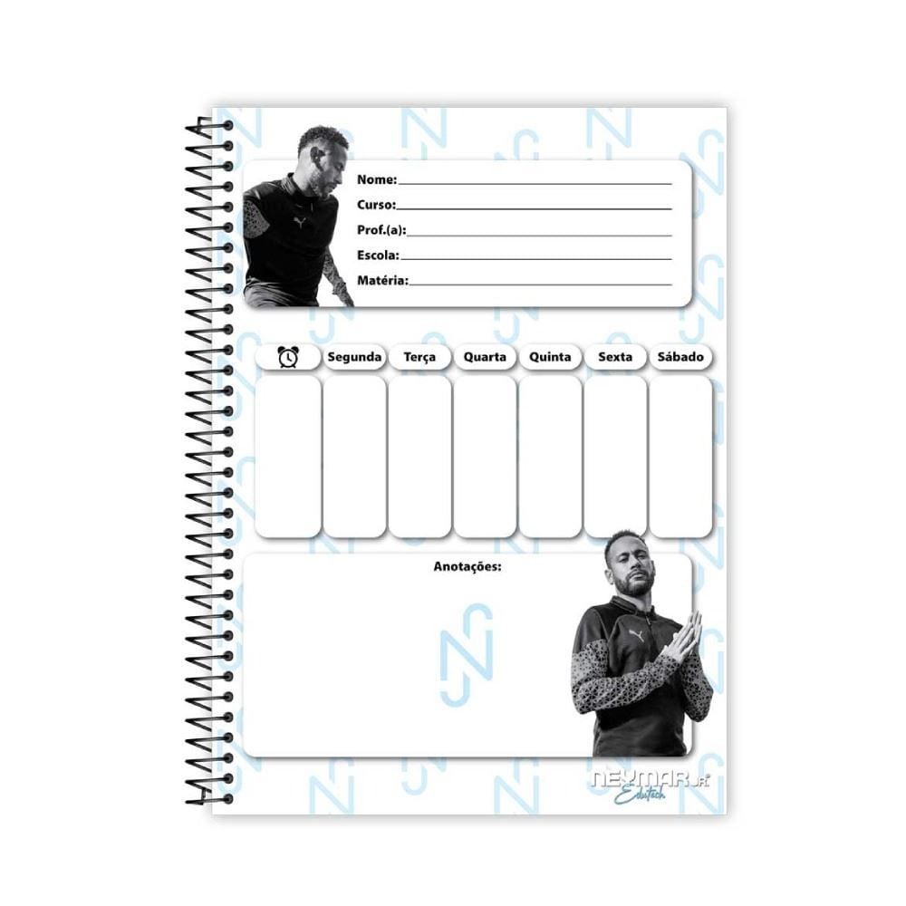 Caderno Universitário Espiral Neymar Jr 160 Folhas Credeal - Sortido