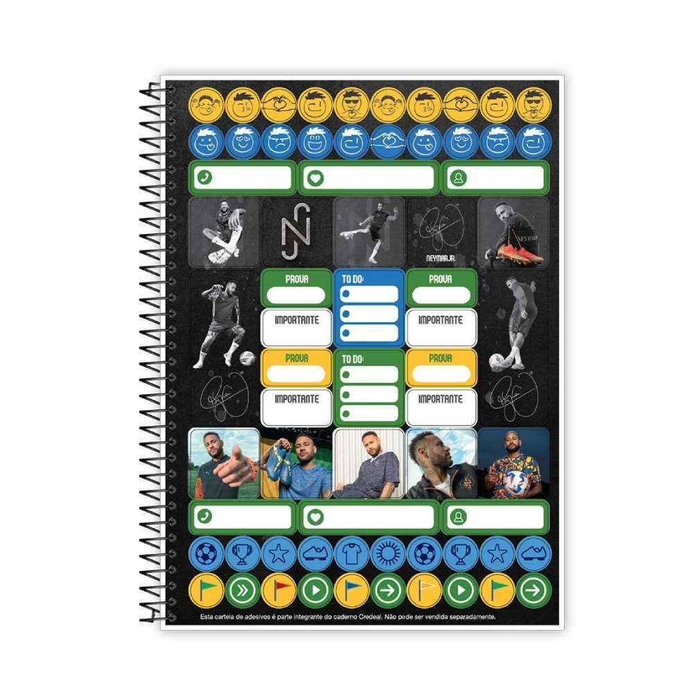 Caderno Universitário Espiral Neymar Jr 160 Folhas Credeal - Sortido