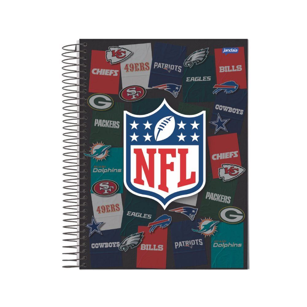 Caderno Universitário Espiral Nfl 240 Folhas Jandaia - Sortido