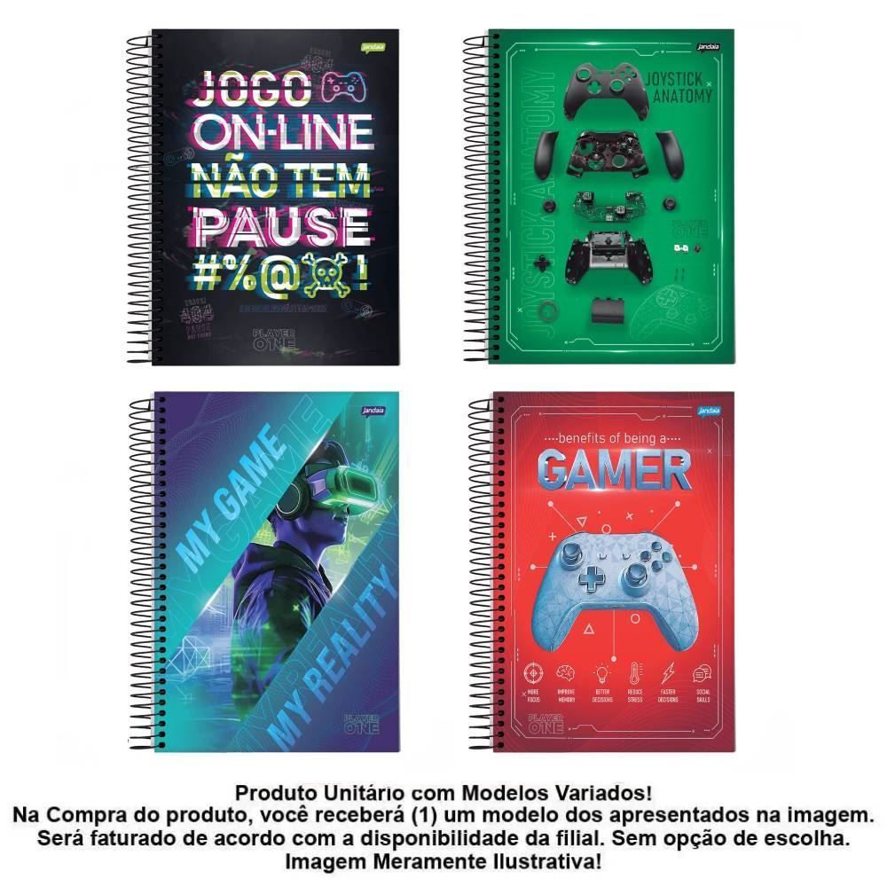 Caderno Universitário Espiral Player 80 Folhas Jandaia - Sortido