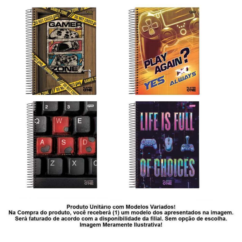 Caderno Universitário Espiral Player 80 Folhas Jandaia - Sortido