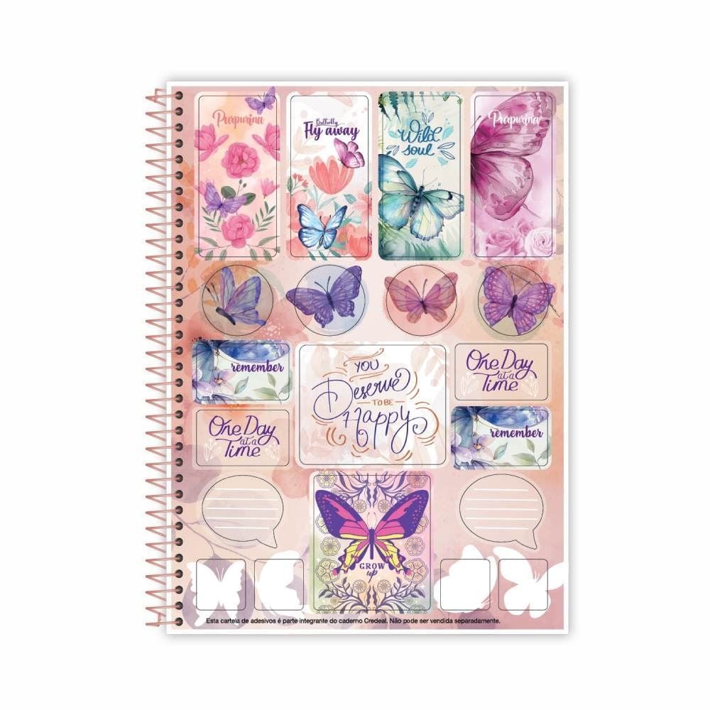 Caderno Universitário Espiral Purpurina 160 Folhas Credeal - Sortido 