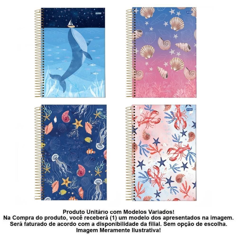 Caderno Universitário Espiral Sea Life 80 Folhas Jandaia - Sortido
