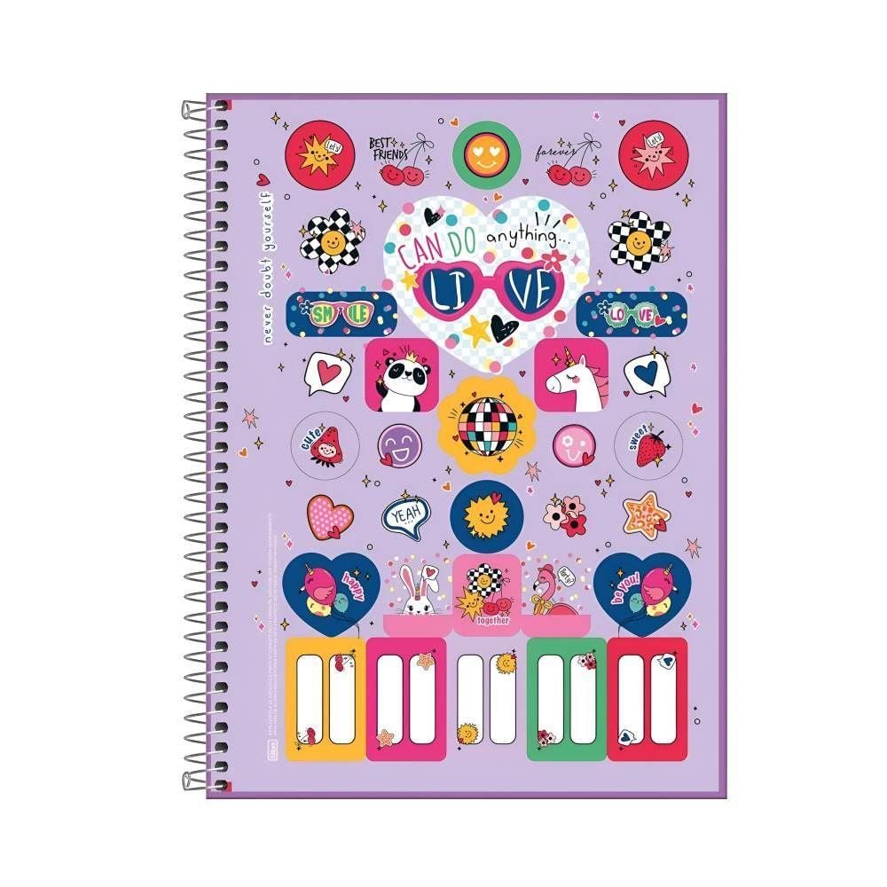 Caderno Universitário Espiral Show Feminino 160 Folhas Tilibra - Sortido 