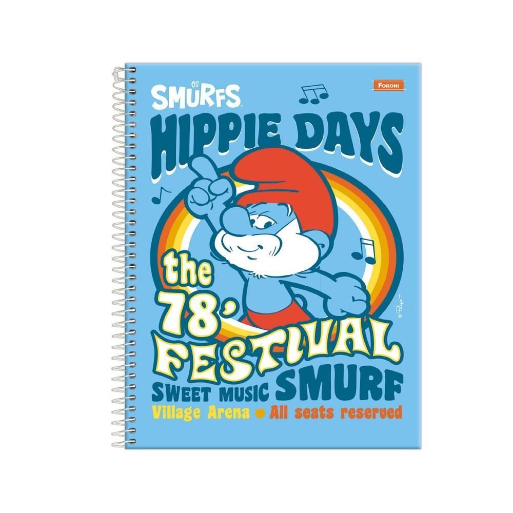 Caderno Universitário Espiral Smurfs 80 Folhas Foroni - Sortido