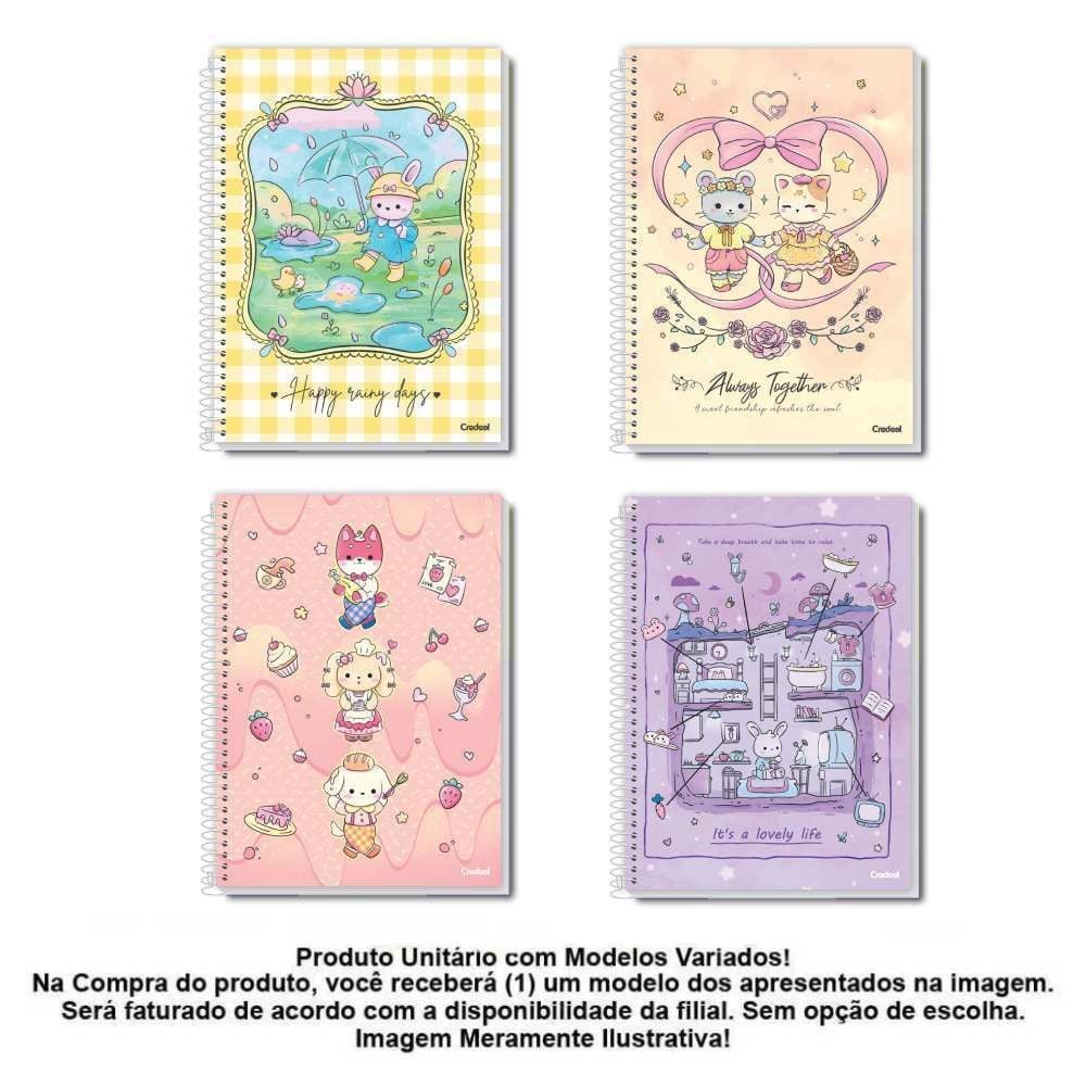 Caderno Universitário Espiral Tinty Tails Credeal - Sortido 