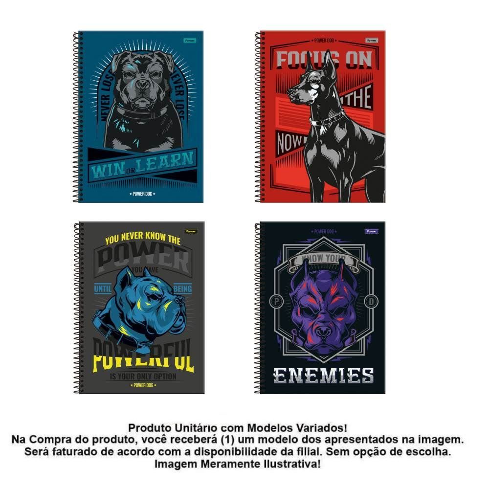 Caderno Universitário Power Dog 10 Matérias Foroni - Sortido