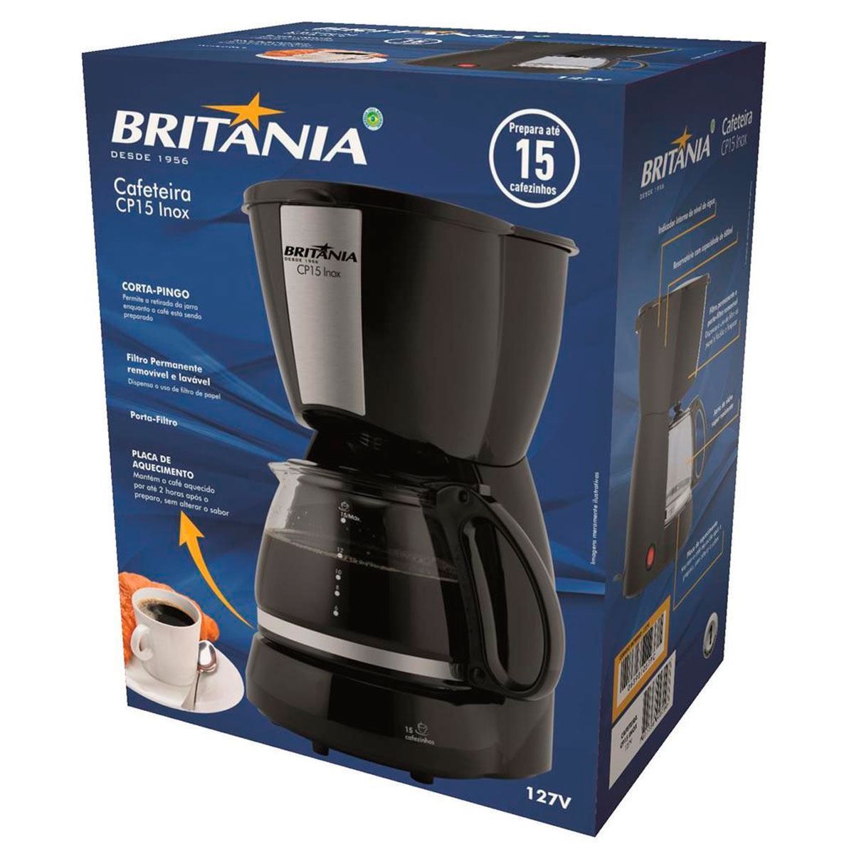Cafeteira com Filtro Permanente 550 Watts Britânia CP15