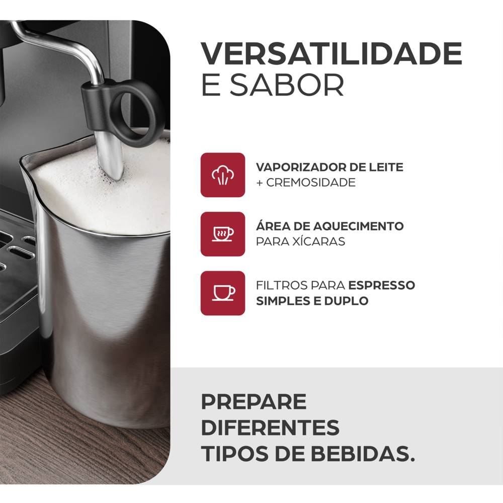 Cafeteira Espresso Digital WAP compatível com Café em Pó e Cápsula