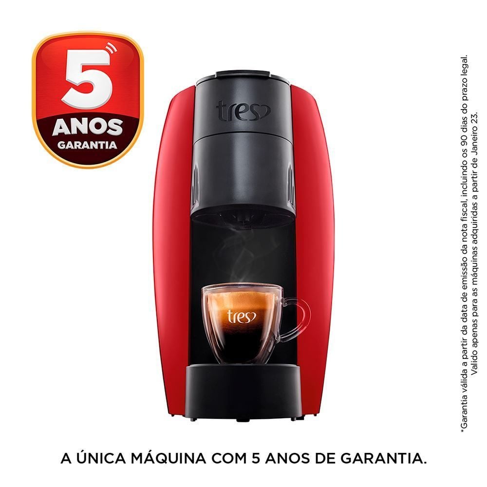 Cafeteira Expresso TRES LOV Vermelha 3Corações