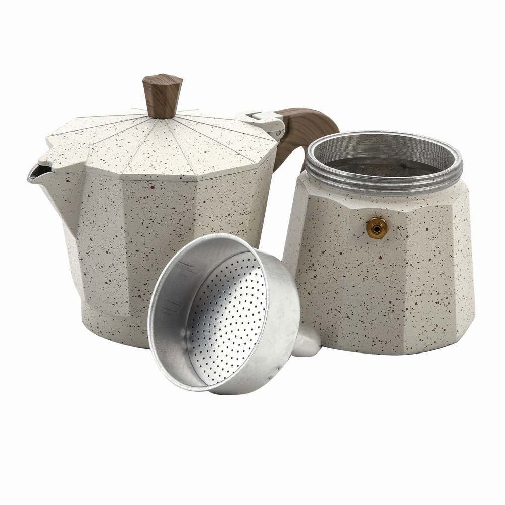 Cafeteira Italiana De Alumínio Mármol Mimo Style 300Ml - Bege