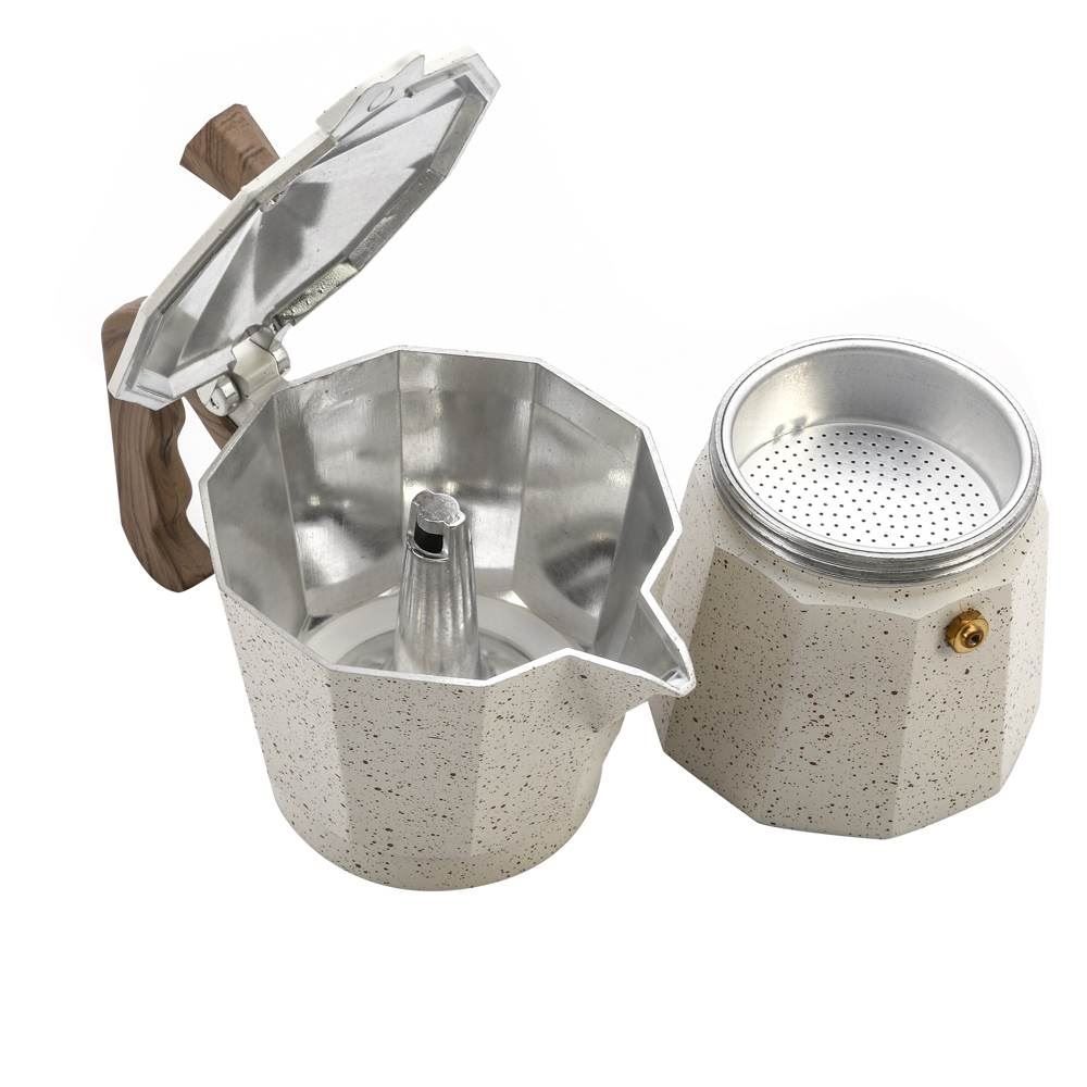 Cafeteira Italiana De Alumínio Mármol Mimo Style 300Ml - Bege