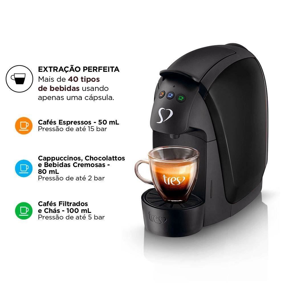 Cafeteira Luna Café Espresso 3 Corações Preto