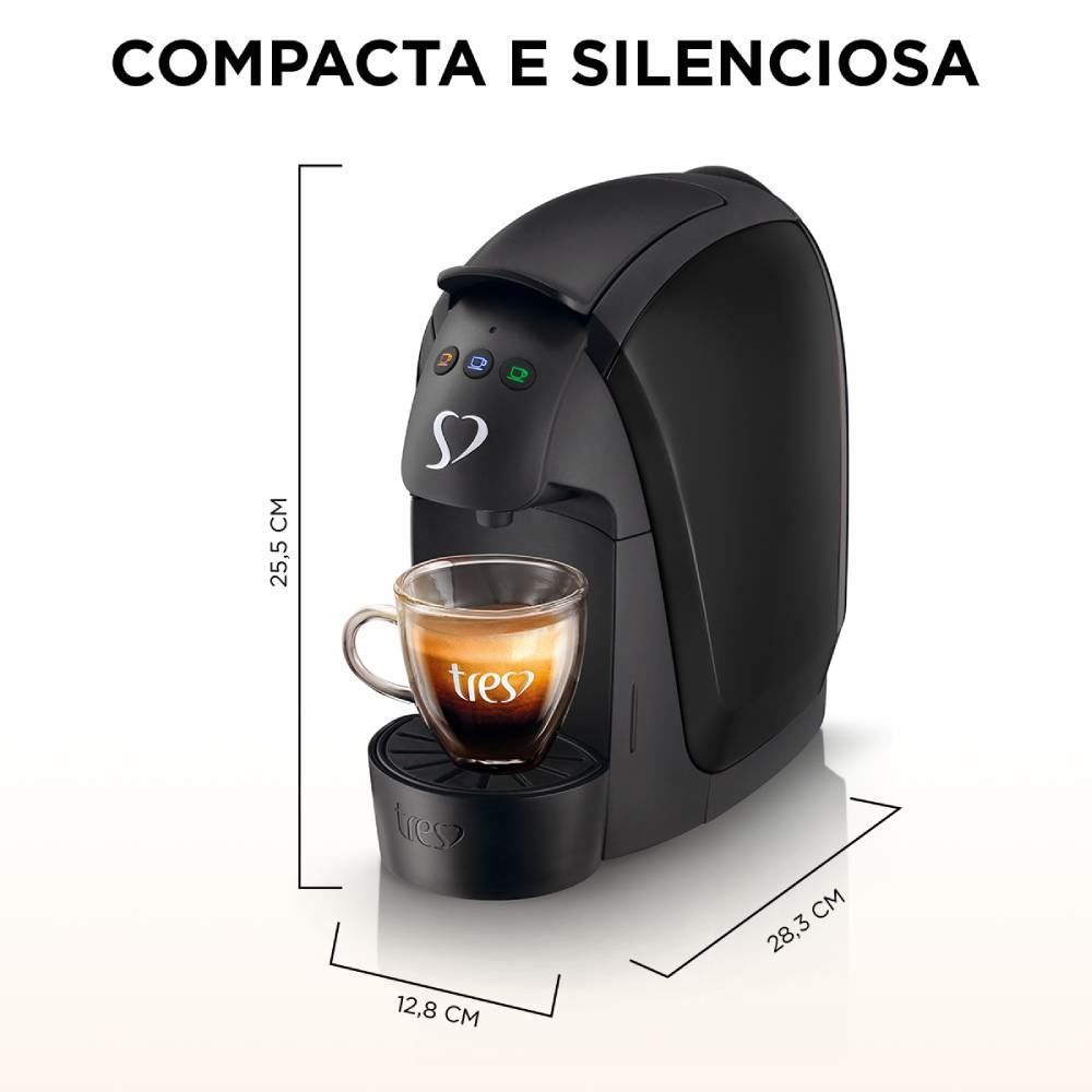 Cafeteira Luna Café Espresso 3 Corações Preto