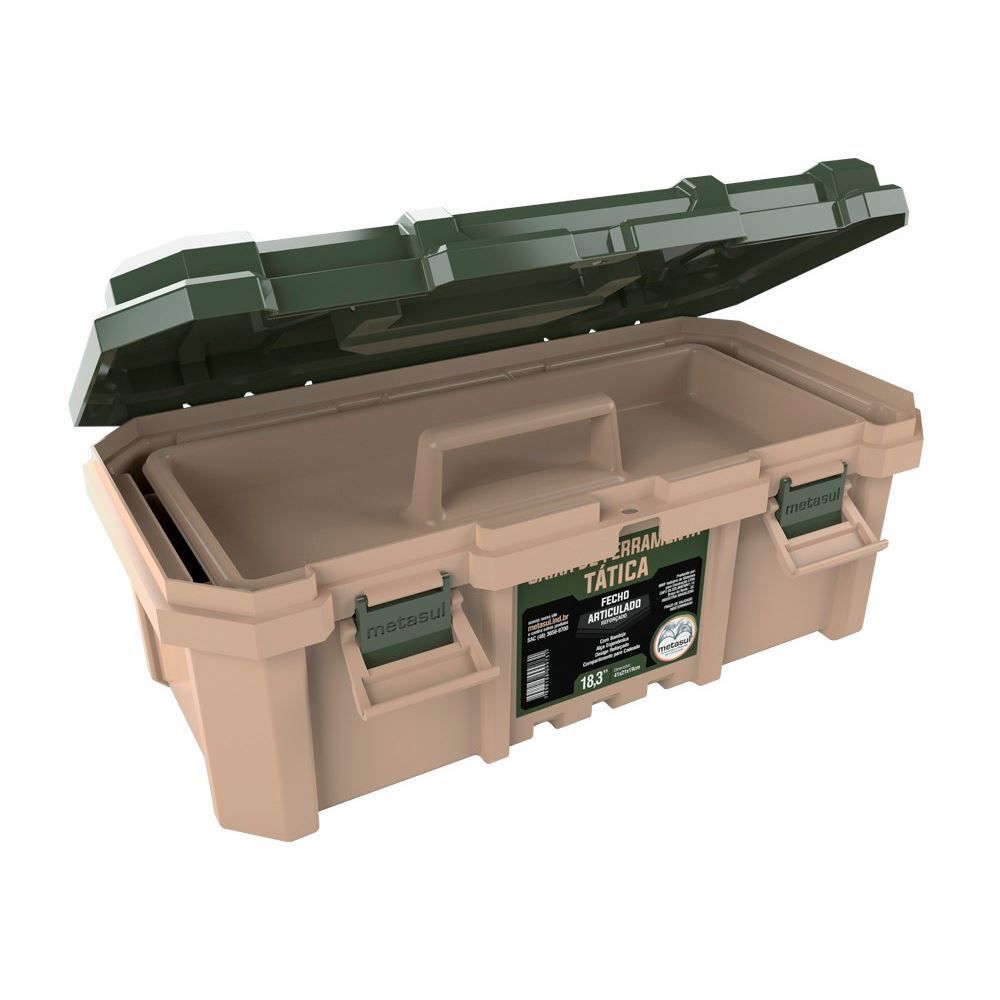 Caixa De Ferramentas 18,3" Tática Camper Metasul - Verde