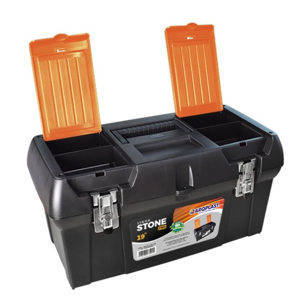 Caixa De Ferramentas Stone Pro Aço 19 Polegadas - Preto