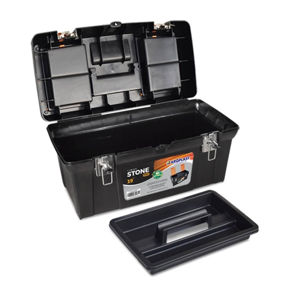 Caixa De Ferramentas Stone Pro Aço 19 Polegadas - Preto