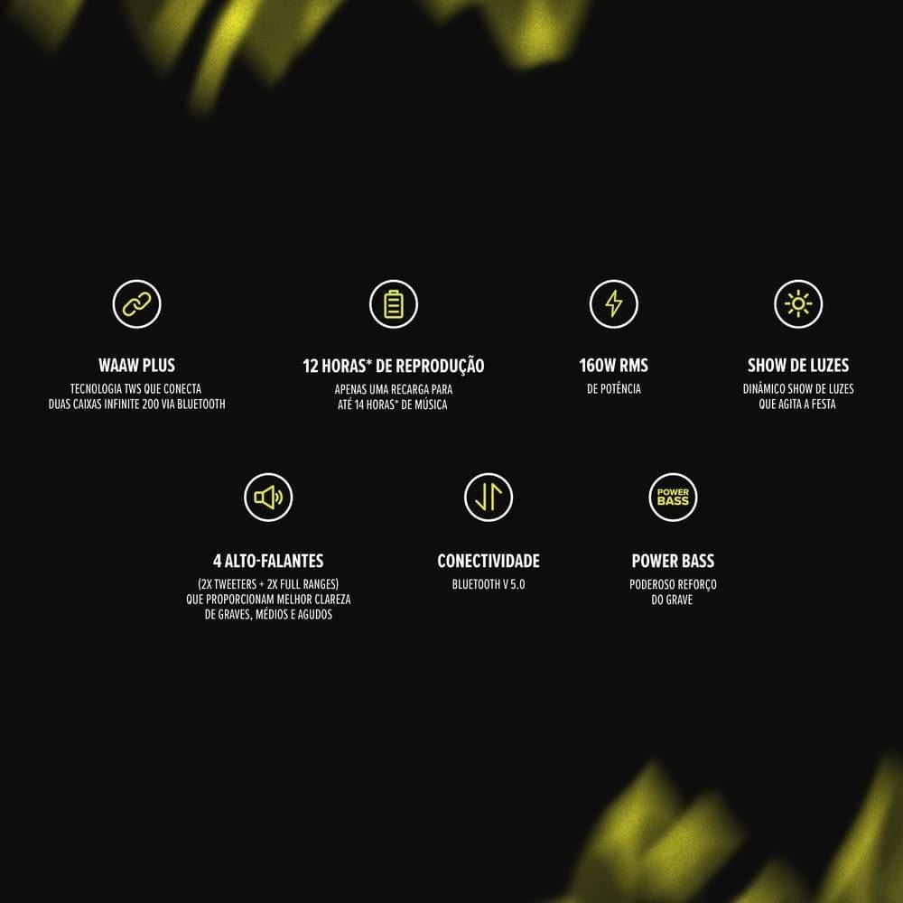 Caixa De Som Acústica Waaw By Alok Bluetooth Infinite 200 - Bivolt