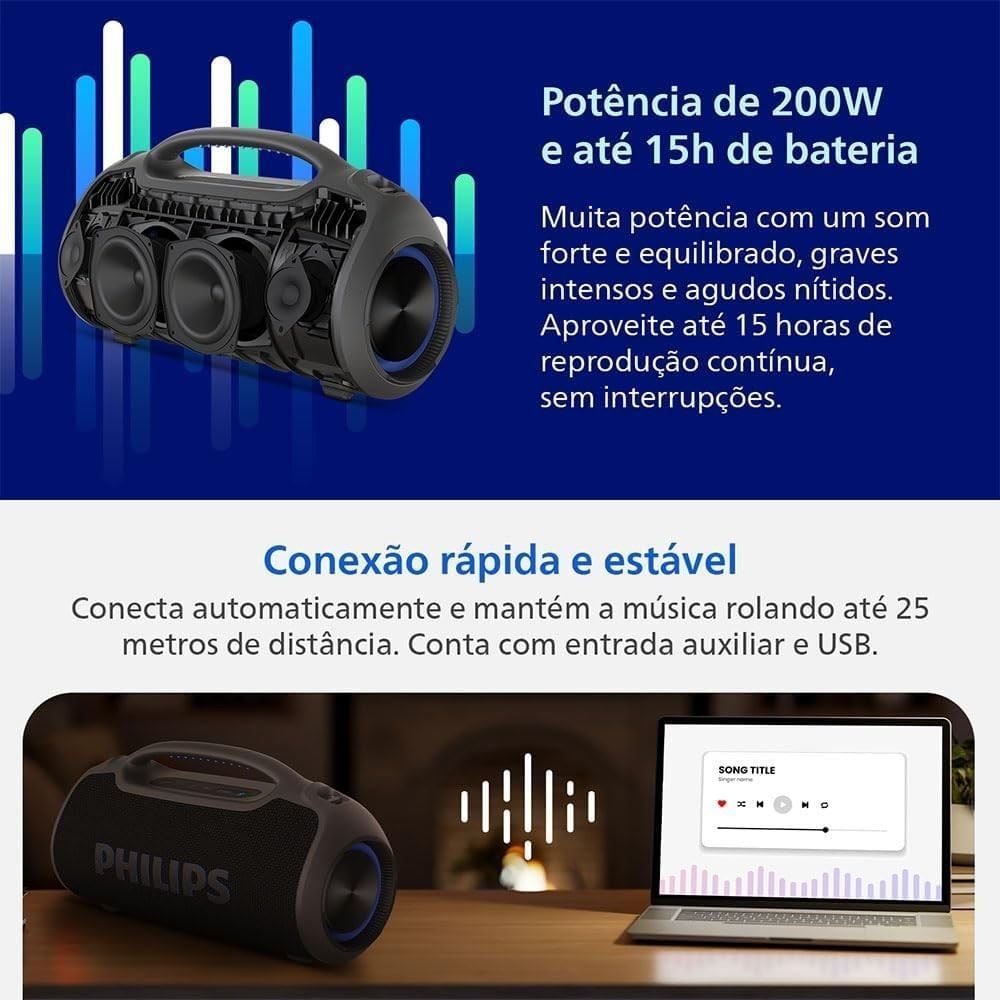 Caixa de Som Bluetooth Boombeat Philips 200W